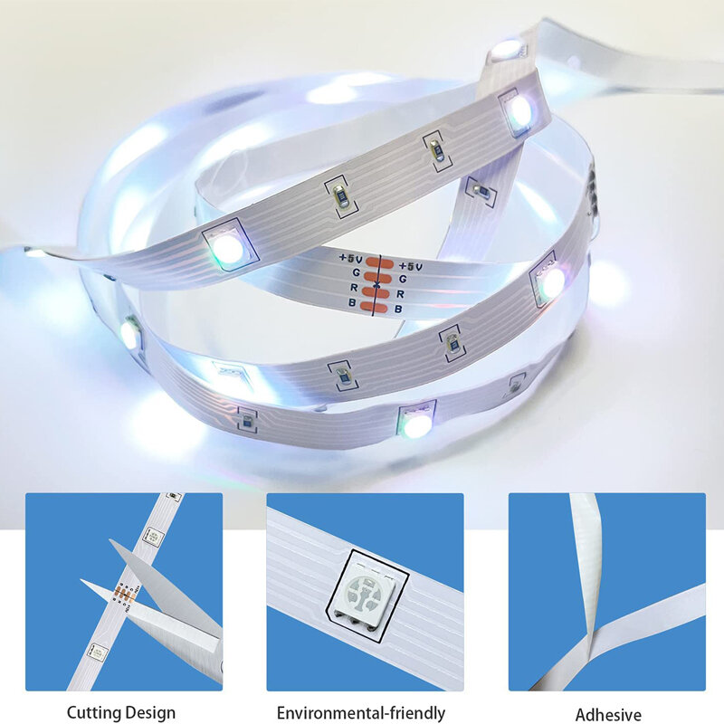 Striscia LED 1m-10m RGBIC WS2812b Bluetooth App Control Chasing Effect Lights nastro flessibile diodo Ribbon TV retroilluminazione Room decorare