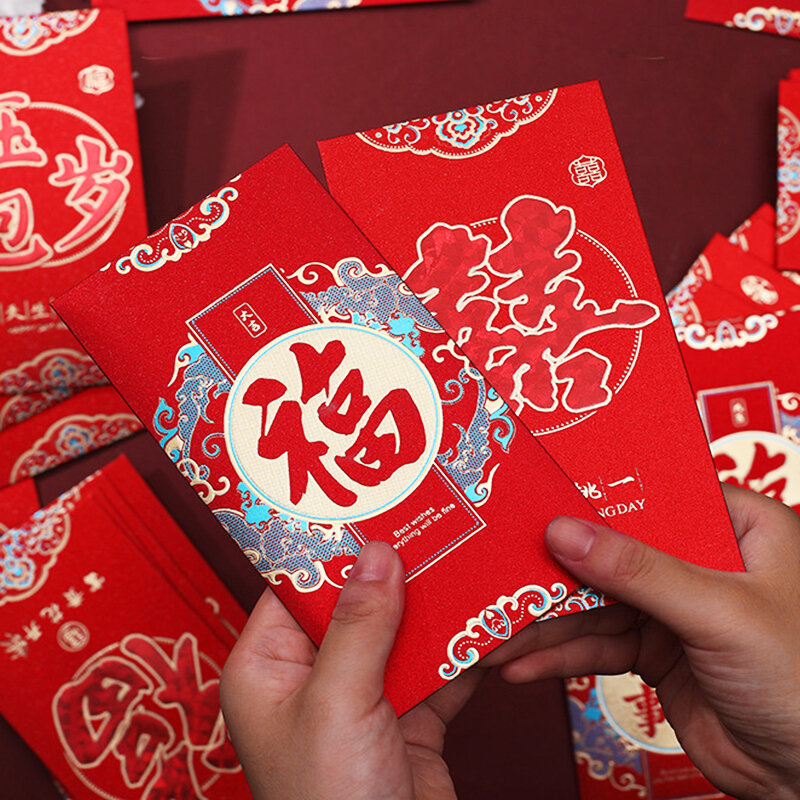 6 enveloppes rouge chinoises créatives, sac rouge pour nouvel an, festival de printemps, anniversaire, mariage, sac rouge, 1 sac, 2022