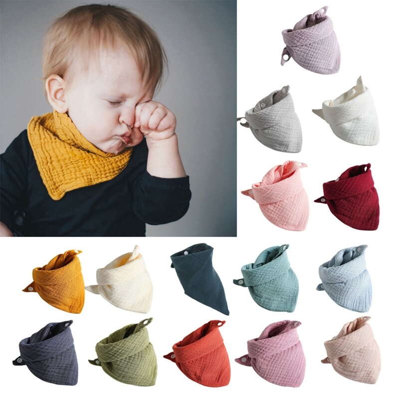 5Pcs/3Pcs Alimentação Do Bebê Drool Bibs Saliva Toalha Triângulo Lenço Bandana Soft Cotton Bib Ajustável Snap Button Burp Cloth