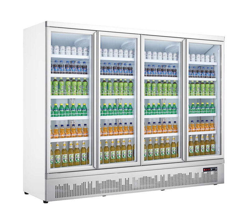 supermarket equipment showcase commercial glass 4 Glass door upright freezer Auto Defrost Upright Beverages