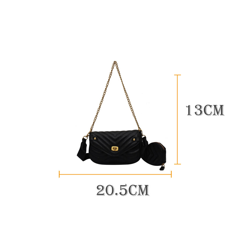 Pequeno crossbody bolsas para as mulheres couro do plutônio corrente acolchoado bolsa designer sacos de ombro mini coin celular bolsa conjunto 2 pçs