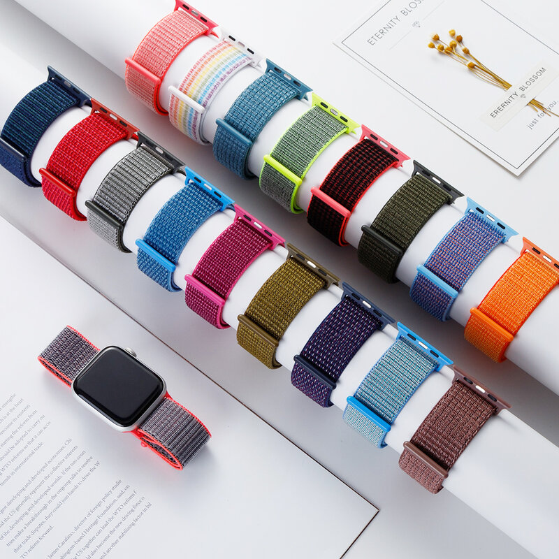 Nylon Band Voor Apple Horloge Serie 7 Band 45Mm 41Mm 44Mm 40Mm 42Mm 38Mm smartwatch Polsband Riem Sport Loop Armbanden Iwatch 4