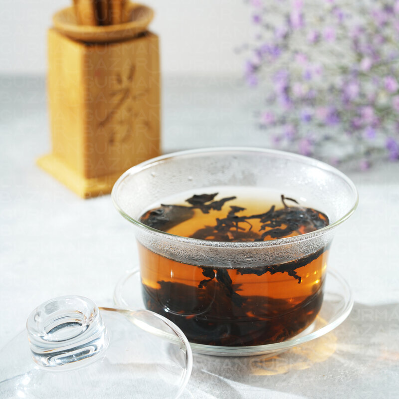 Prawdziwy chiński Puer Shu 100g. Czarna herbata liść luźny Gurman Bazar smak aromat kwiatowy kubek produkty kuchenne czajnik czajnik herbata liść gorący napój cukier stół mleko Oolong