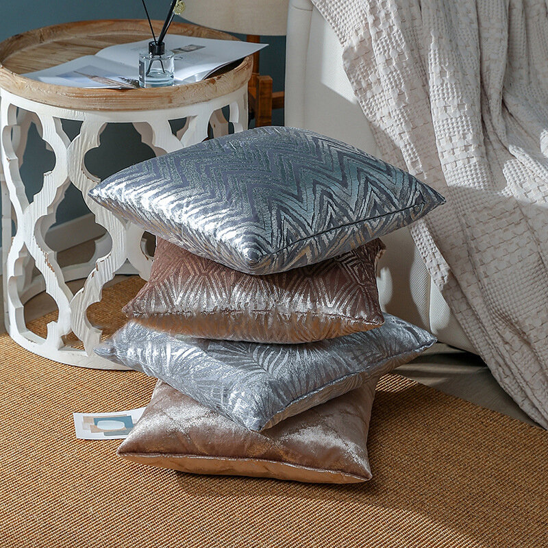 Sarung Bantal Gilded Mewah Nordic 45X45Cm Sarung Bantal Sofa Geometris Cerah Dekoratif untuk Ruang Keluarga Sarung Bantal Dekorasi Rumah