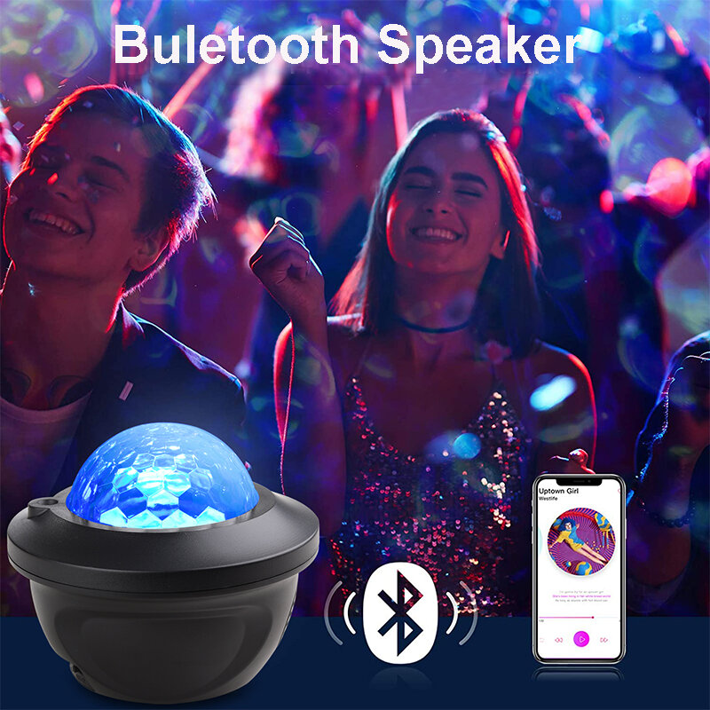 Proyektor Langit Berbintang Galaksi Bintang LED Lampu Malam Speaker Bluetooth Bawaan untuk Dekorasi Kamar Tidur Hoom Hadiah Anak Anak-anak