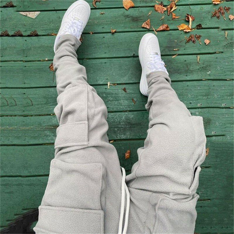 Fleece warm men pants for autumn winter streetwear Men's sweatpants Trousers Work Jogging Outdoor