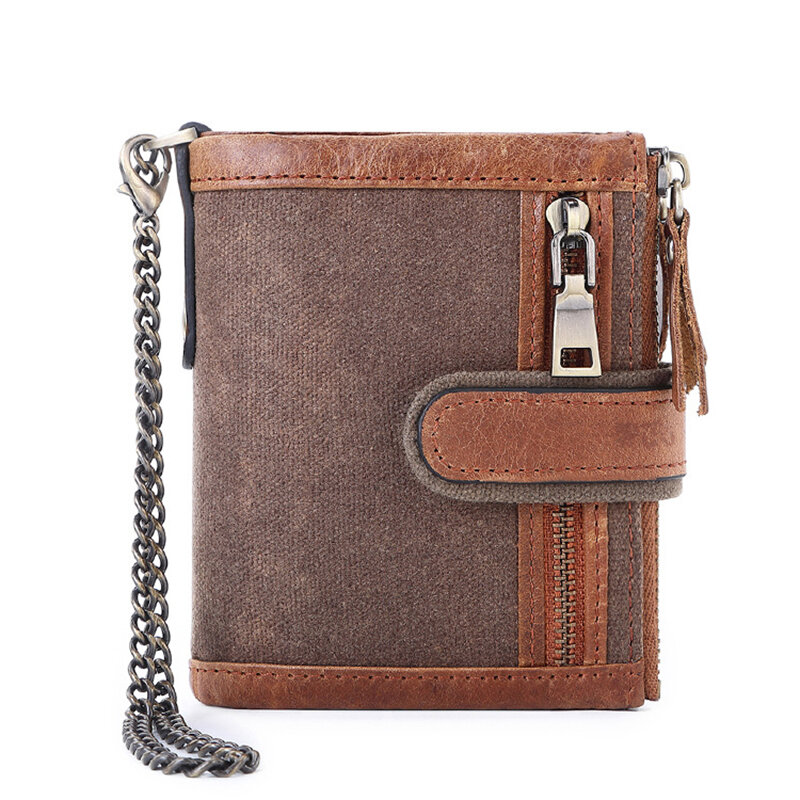 Original Echtes Leder männer Brieftasche RFID Luxus Designer Brieftaschen für Männer Karteninhaber Hohe Qualität Geldbörsen Ketten Geschenke