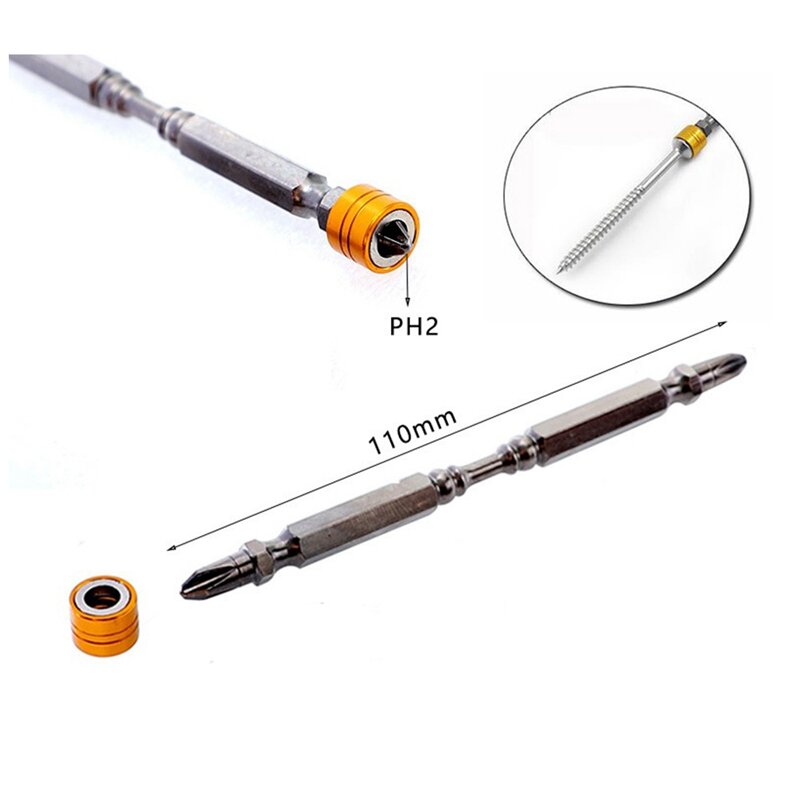 Promotion! 110Mm Screwdriver Bit Set Phillips Double Head PH2 Magnetic Bits 1/4Inch Hex Shank D1 Steel For Electric Screw Driver