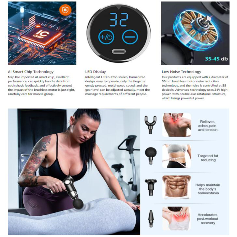 Olaf Mini Massage Gun 32 Speed Lcd Touch Screen Elektrische Deep Tissue Muscle Massager Fascial Gun Voor Pijnbestrijding Lichaam massage