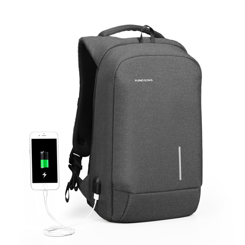 Kingsons, nova mochila para laptop com carregador usb externo, mochila para laptop para homens e mulheres, mochilas de viagem executiva anti-tef