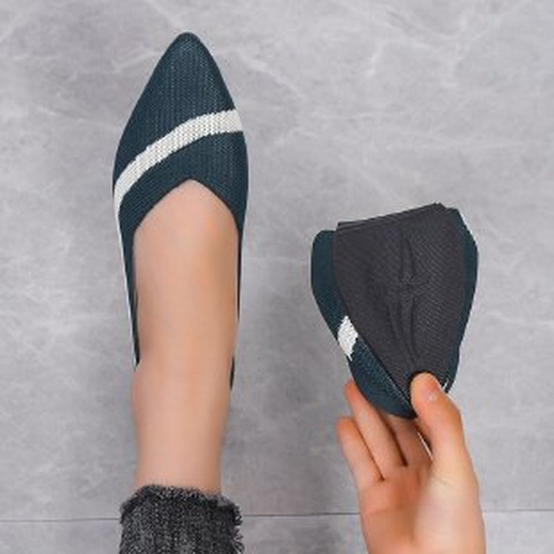 2022 The New Spring Andautumn Flat Shoes Fashion Leisure Women's Flat Shoes Pointed Knitting Elastic Comfortable Boutique Shoes