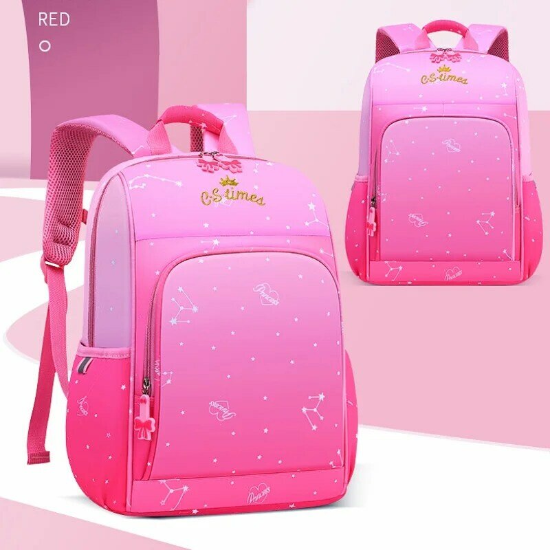 Starry Sky Sweet Gradient Girls Princess Large Capacity Backpacks New Reflective Primary Children Students Grade 1-6 Schoolbags