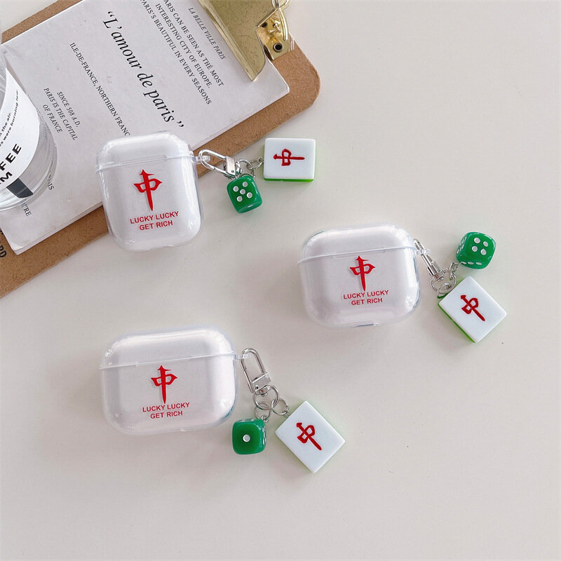 Transparent Mahjong Pendentif AirPods 1 Cas Apple AirPods 2 Housse AirPods Pro IPhone Écouteurs Accessoires Cosses D'air Cas
