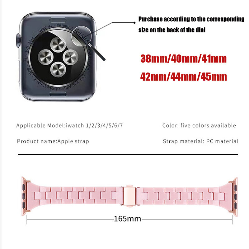 Bracelet Slim en résine pour Apple Watch, 44mm, 45mm, 40mm, 41mm, 38mm, 42mm, pour femmes, pour montre connectée, rose, iwatch, série 3 4 6 7