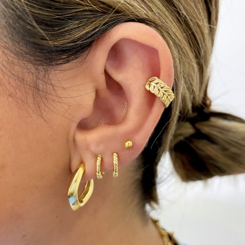 Tiande 1pc banhado a ouro clipe brincos para mulheres cz zircon falso piercing orelha manguito feminino brincos 2022 moda jóias atacado