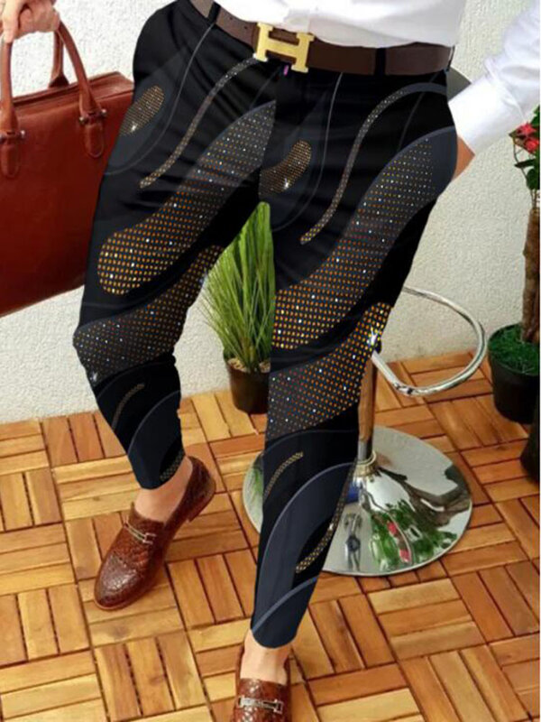 2022 Spring/Summer New Black 3D Gradient Men's Fashion Casual Lightweight Straight Pants Street Trend Retro Hip Hop Long-Pants