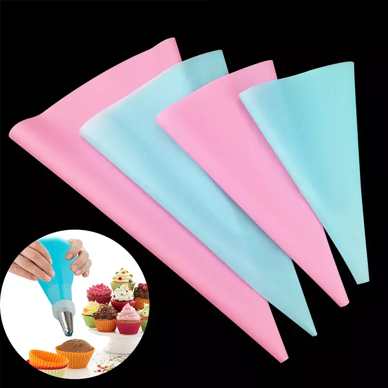 4pcs Confectionery Bag Silicone Icing Piping Cream Pastry Bag Nozzle DIY Cake Decorating Baking Decorating Tools