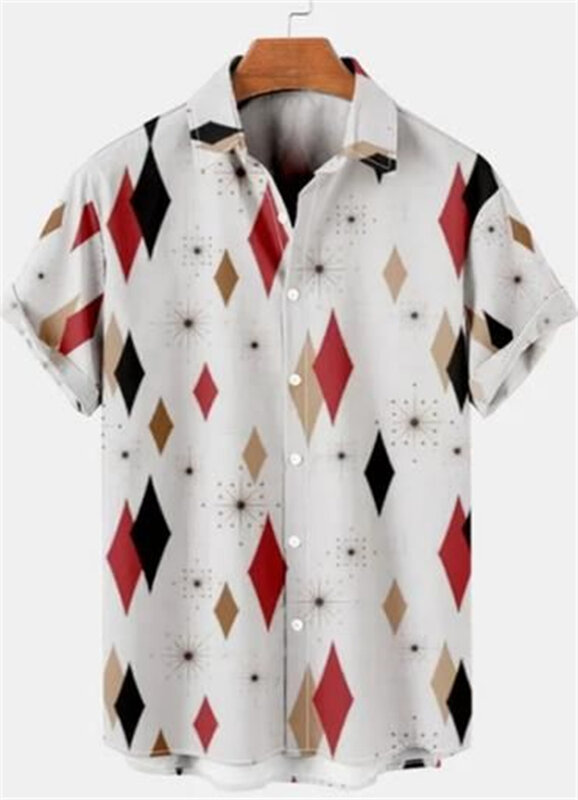 Новинка 2023, модная Повседневная рубашка с коротким рукавом и цифровым принтом, с коротким рукавом, в стиле хип-хоп