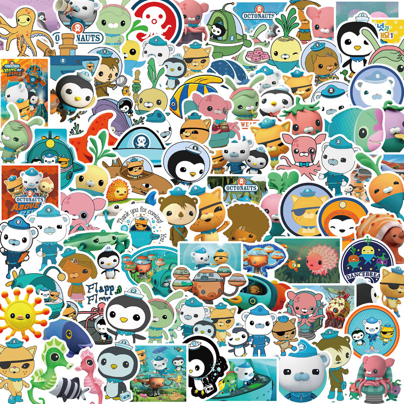 Stiker Octonauts 40pcs, stiker animasi laut lucu, dekorasi gambar kartun, Notebook, grafiti tahan air, stiker anak-anak