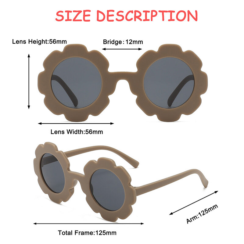 Kacamata Hitam Anak-anak Lucu Bundar Bunga Matahari UV400 untuk Anak Laki-laki Perempuan Balita Kacamata Hitam Bayi Cantik Anak-anak Oculos De Sol