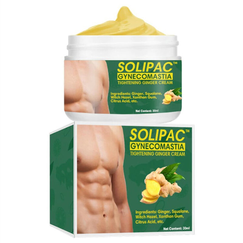 SOLIPAC 30ml Ginger Slimming Cream Tight Breasts For Men Body Firming Massage Cream Body Shaping Lose Weight Vest Line Skin Care