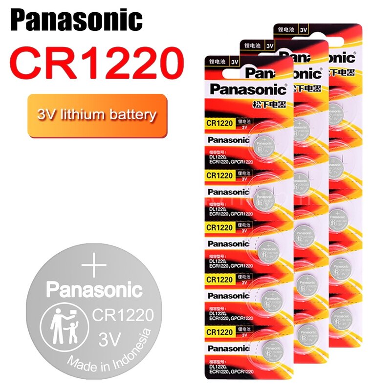 파나소닉-CR1220 코인 셀 버튼 배터리, 3V 리튬 건전지, DL1220 BR1220 ECR1220 LM1220, Pda MP3 Speler