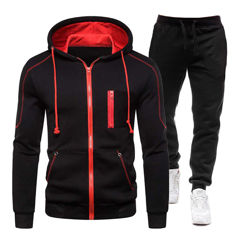 2022 Fashion Spring Autumn Men's Fashion Sports Tracksuit Zipper Sweatshirt Suits Cotton Loose Hundred Towers Hoodie