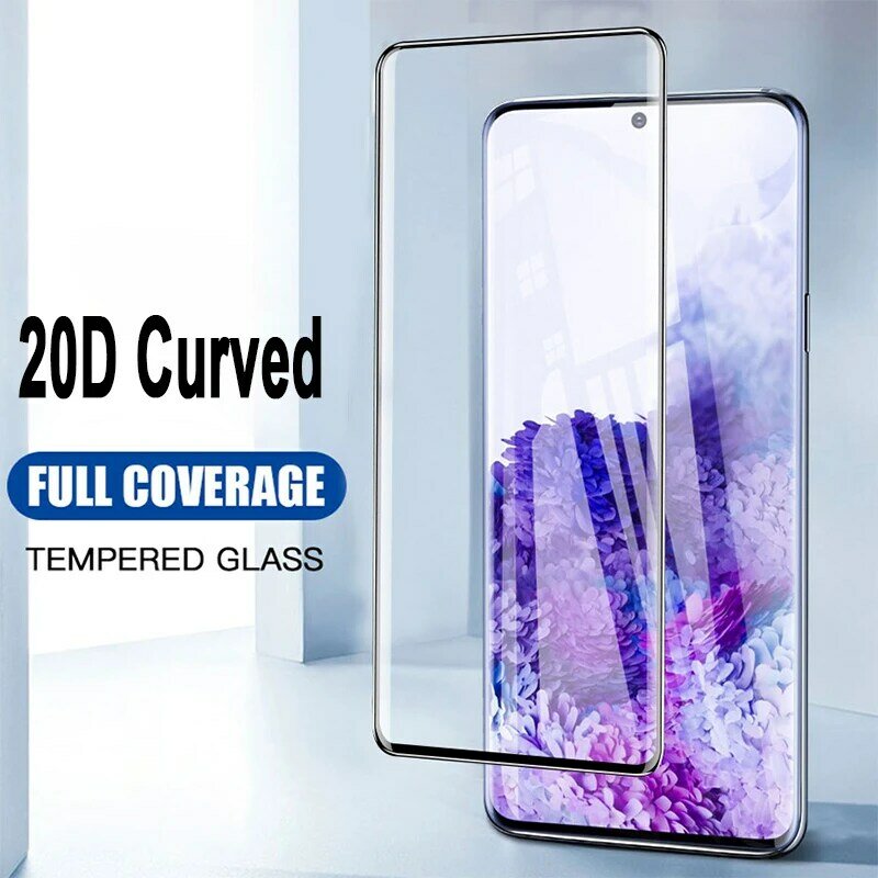 Tempered Glass Tepi Melengkung untuk Samsung Galaxy S20 FE S20 Plus 20D Cover Penuh Pelindung Layar untuk Samsung Note 20 Ultra Keras