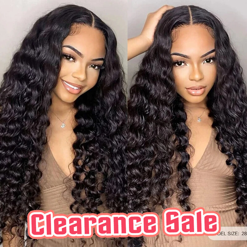 32Inch 180% Density 13x4 13x6 Deep Wave Transparent Lace Frontal Wigs For Black Women 4x4 Deep Curly Lace Closure Wig Bling Hair