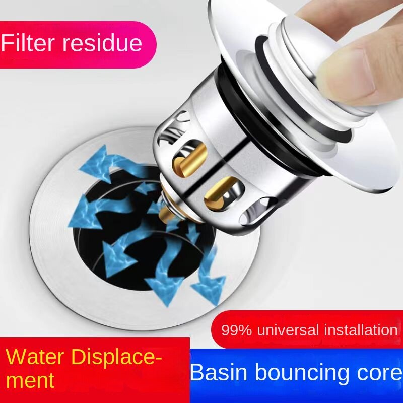 Washbasin washbasin leaking plug drainer tube bouncing core washbasin stainless steel press-type deodorant plug accessories