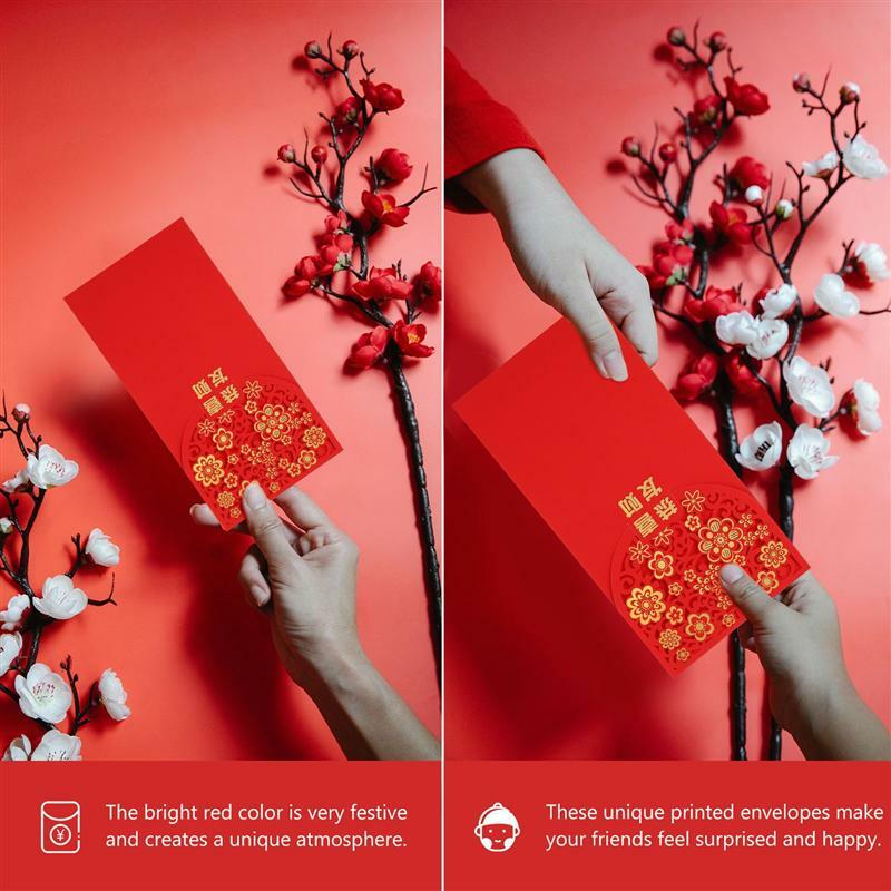 Enveloppes rouges Festival de printemps chinois 10 pièces, paquets rouges fête rouge
