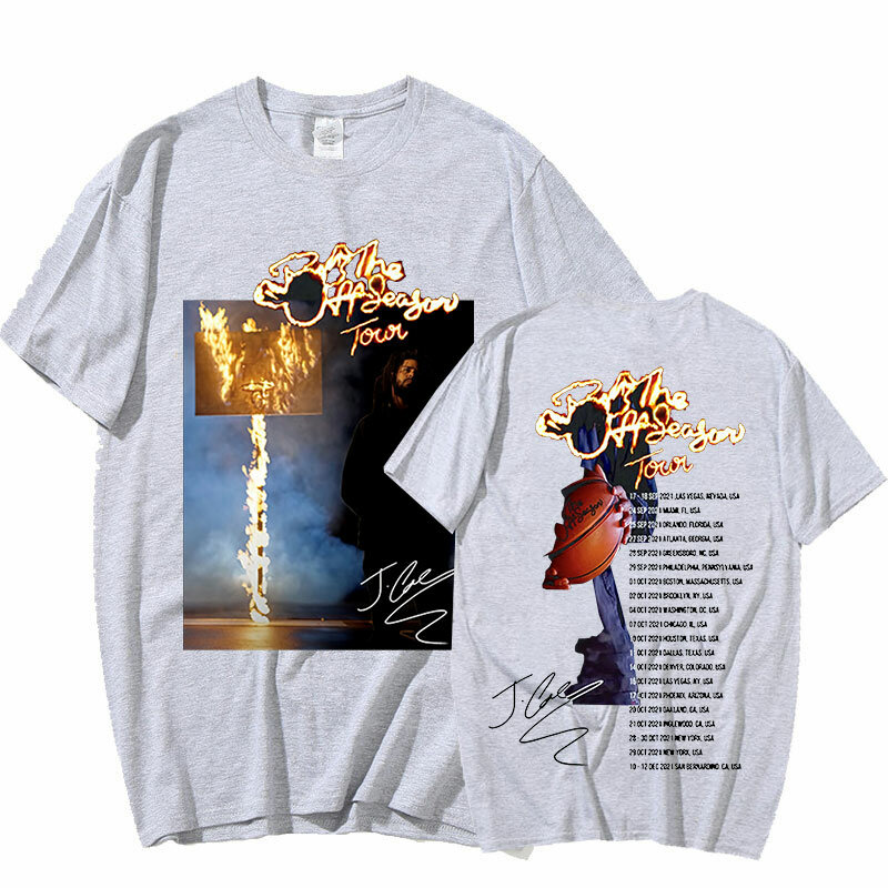 Camisetas con estampado gráfico para hombre y mujer, ropa de calle de manga corta de J Cole Off The Season Tour Harajuku de gran tamaño, 2022