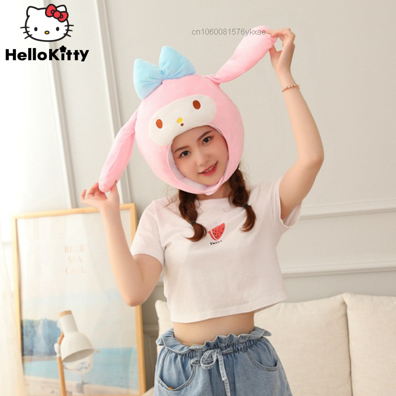 Sanrio My Melody Cap Funny Toy Cartoon Kawaii Kuromi Plush Hat Toys Cosplay Costume Party PropNovelty Halloween Gifts Adult Kids