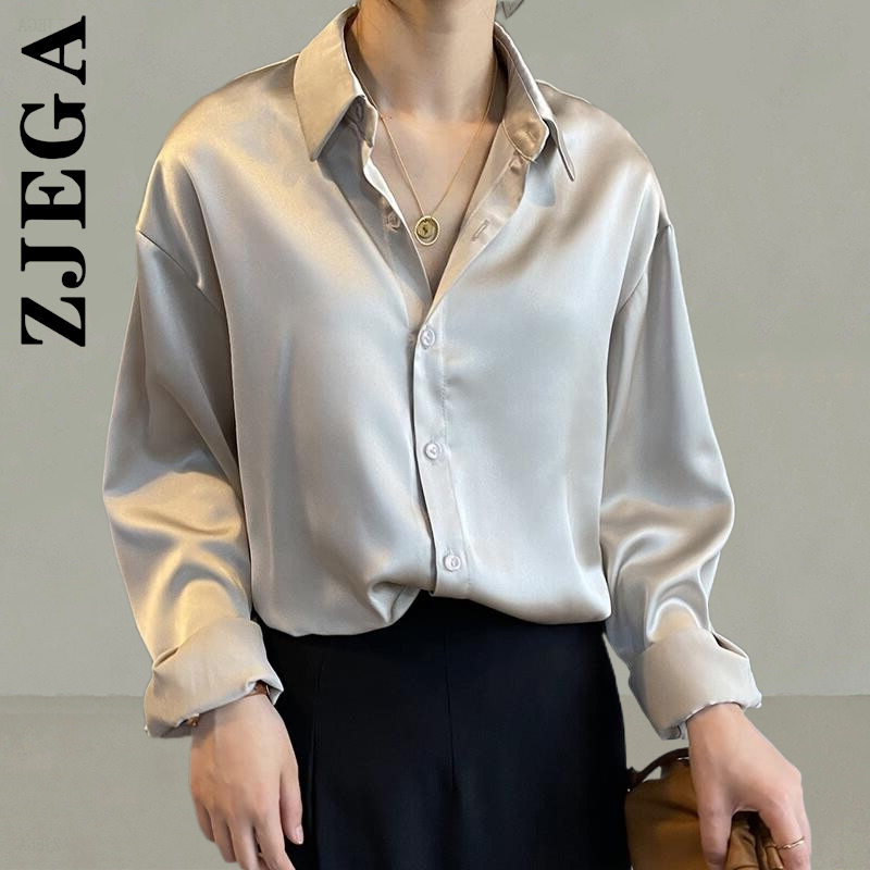 Zjega-女性用の柔らかい韓国スタイルのシャツ,イブニングトップ,スリム,カジュアル,ルーズ,レトロ,女性用