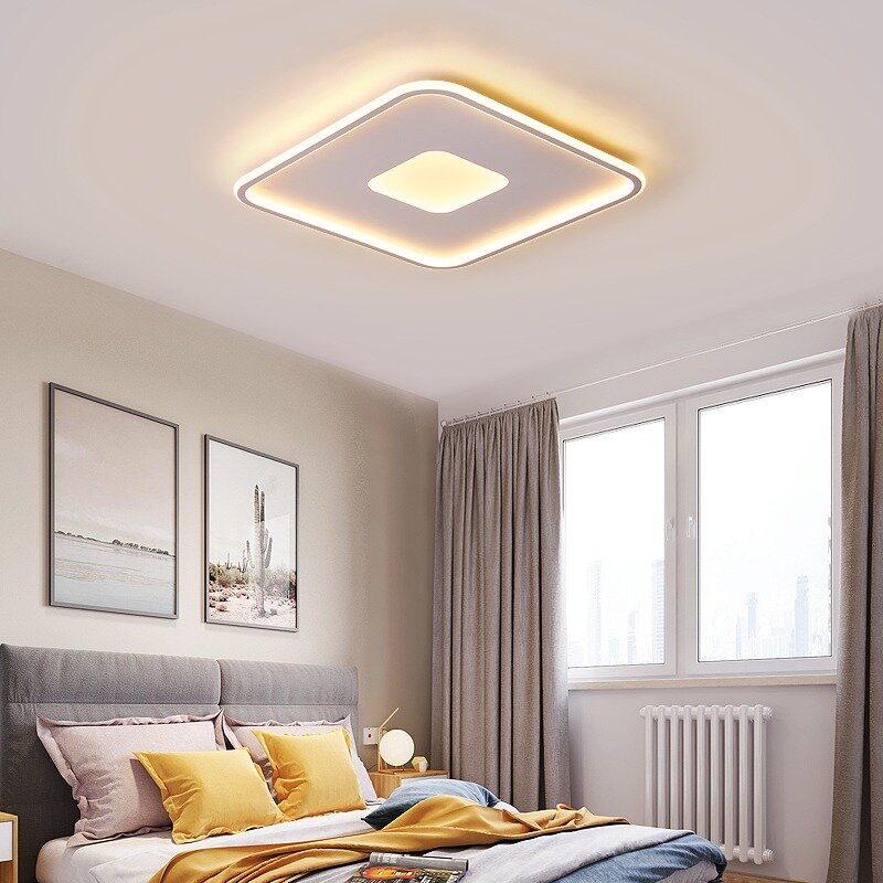 Marpou quadrado metal inteligente lâmpada do teto pode ser escurecido luz led com controle remoto 220v lustre de iluminação interior para sala estar decoração