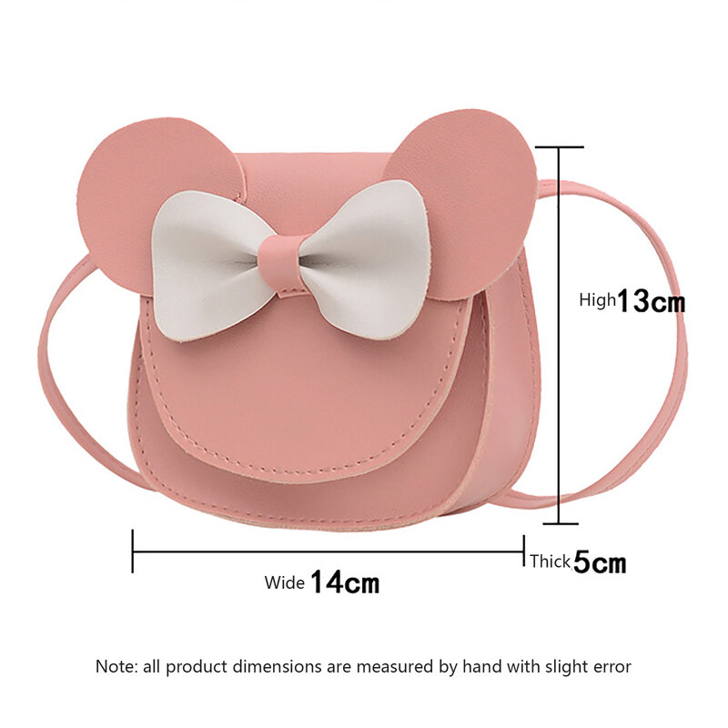 Baby Purse Girl Cartoon Crossbody Bag Cute Mouse Ear Bowknot Magnetic Snap Shoulder Bag with Free Shipping Bag for Kindergarten
