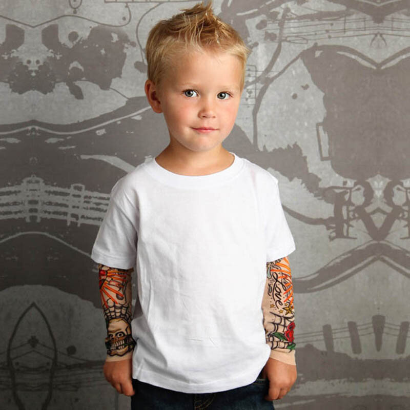 Novidade tatuagem de manga longa crianças camisetas de algodão meninos t camisa crianças tshirt outono crianças meninas topos 2-7years crianças roupas