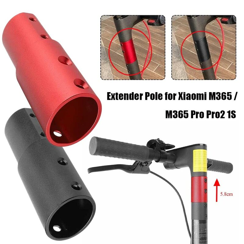 Liga de alumínio scooter extensão guiador extensor tubo preto/vermelho para xiaomi m365/m365 pro pro2 1s scooter elétrico acessório