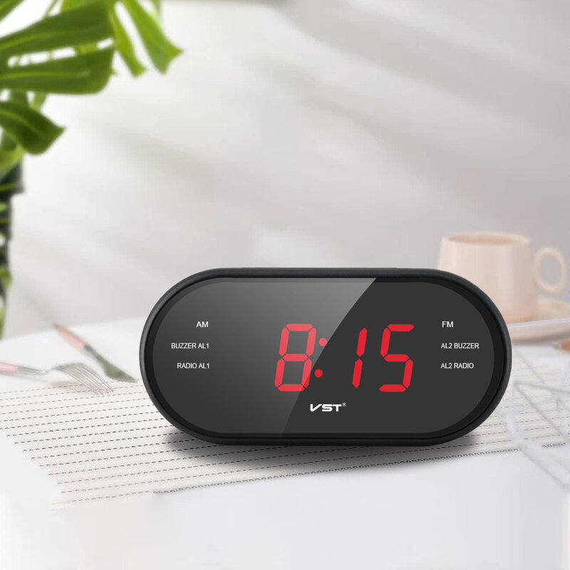 Reloj despertador Digital pequeño, Mini reloj electrónico con carga USB, Radio FM AM para dormitorio, oficina, LED, reloj de mesa