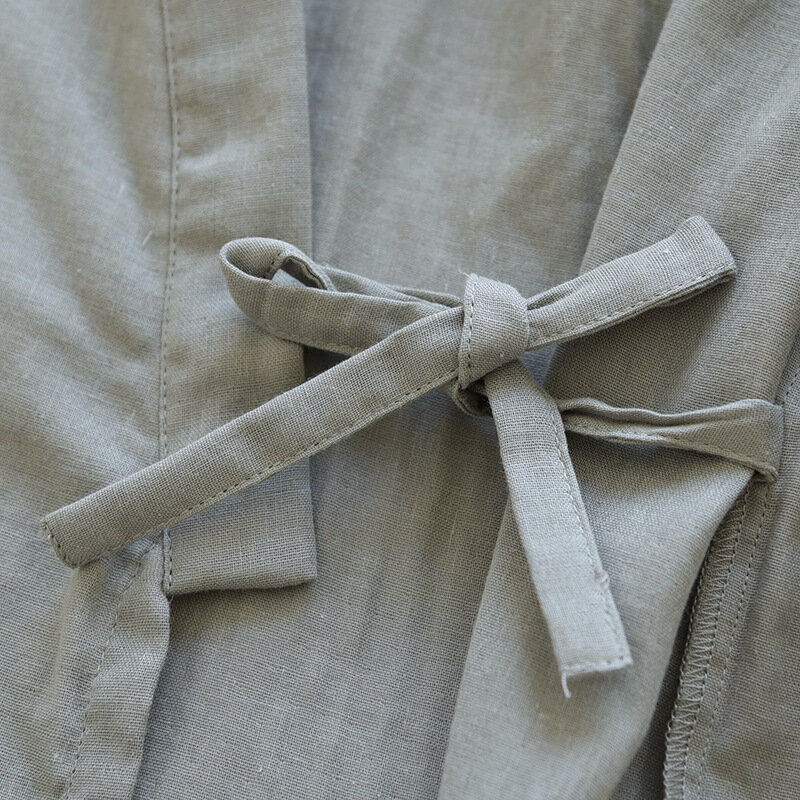 Халат-кимоно Мужской Хлопковый, халаты с длинными брюками, удобная одежда для сна, пять точек рукава, весна-лето