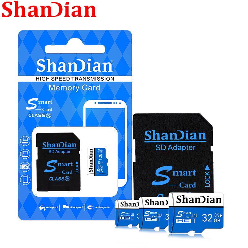 SHANDIAN Micro SD Card 64GB Class 10 32GB 16GB 8GB Class 6 4GB Memory Card Flash Memory Microsd for Smartphone