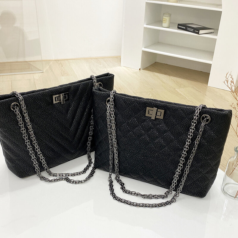 Bolso de diseñador de lujo para mujer, bolsa de hombro de gran capacidad, de cuero de alta calidad, bolso de mano femenino de Caviar