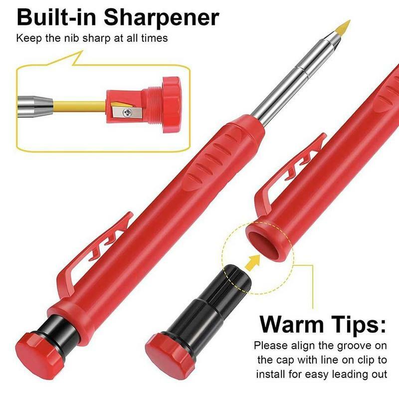 แฟชั่นชุดดินสอ Carpenter Built-In Sharpener ABS วัสดุดินสอเครื่องหมายชุดเครื่องมือสำหรับงานไม้สถาปนิก