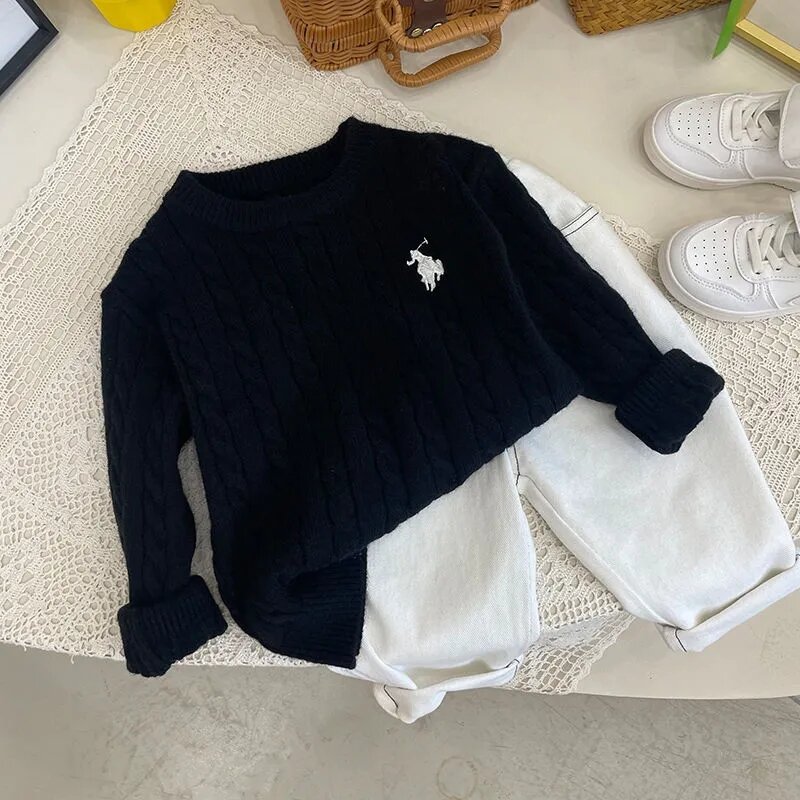 Boys' Sweater Knitwear Spring and Autumn Girls Baby Sweater 2023 New Children's Fashionable Pullover Sweater