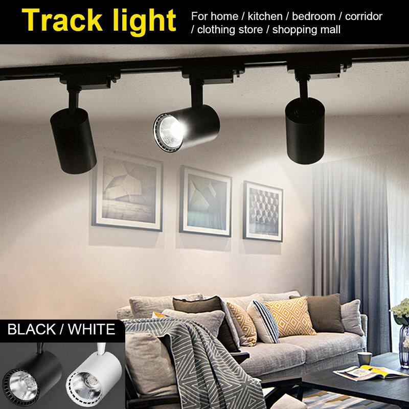 Spot lumineux LED sur rail, 12/20/30/40W, 220V, technologie COB, luminaire de plafond, idéal pour un salon, une cuisine ou un magasin