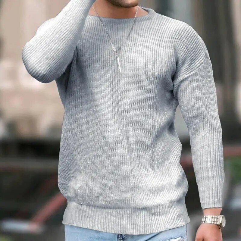 Новинка, модный мужской повседневный приталенный базовый вязаный свитер с длинным рукавом, пуловер, высококачественные осенне-зимние топы
