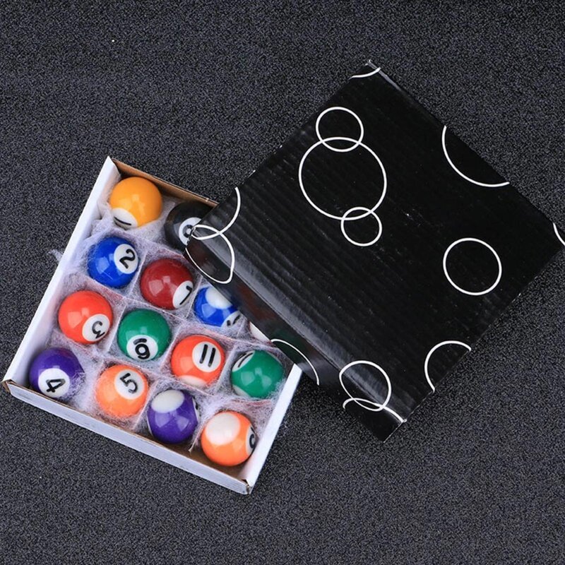 Juego de Mini bolas de billar B36F para niños, juego completo de 16 piezas, 25/32/38mm, resina de poliéster