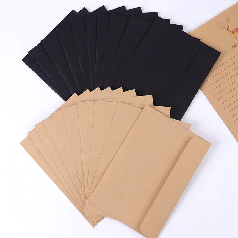 Envelopes 10Pcs/Pack 16cmx10.8cm Kraft Black Paper Envelope Message Card Letter Stationary Storage Paper Gift