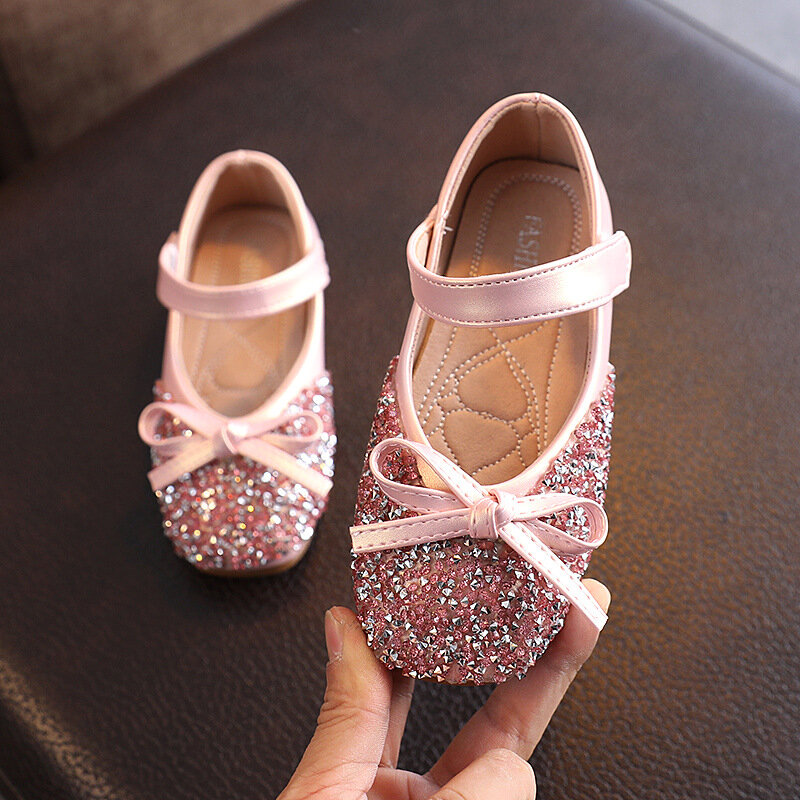 أطفال بنات الأميرة أحذية جلدية الأطفال أحذية رياضية الوردي كريستال حفل زفاف الرقص الأداء بنات أحذية مدرسة ماري جين