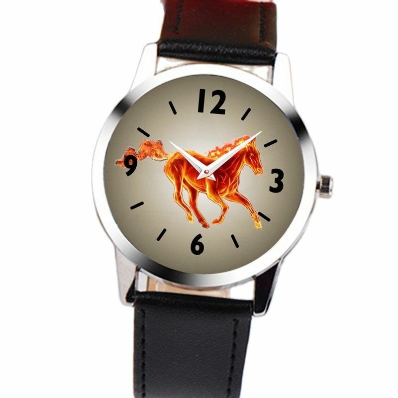Neue Mode Uhr Für Männer Laufschuhe Flamme Pferd Lederband Avocado Marke